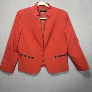 Nine West Coral Blazer 8 Structured Zip Pocket Soft Glam‎ Retro Statement Career